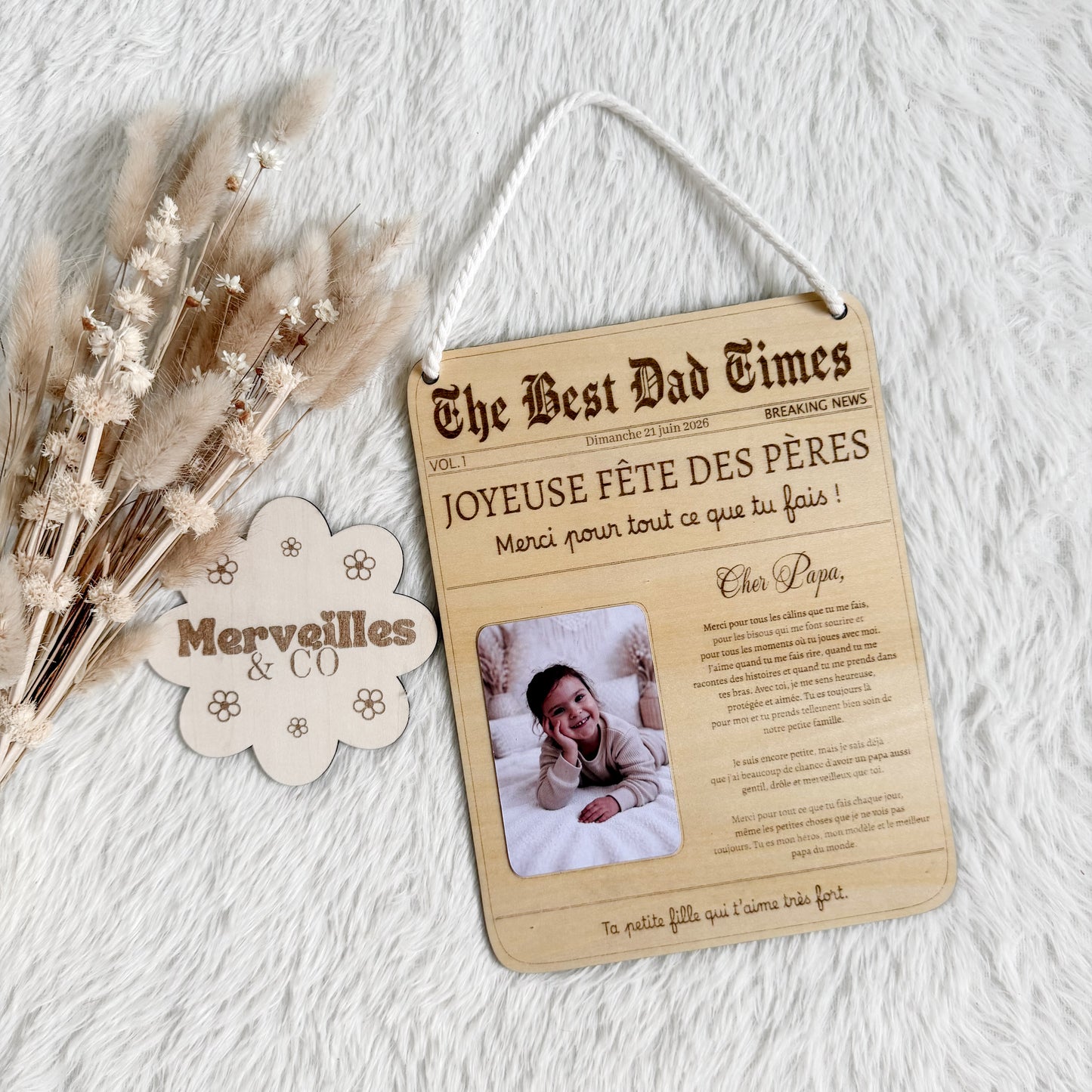 Plaque en bois style journal