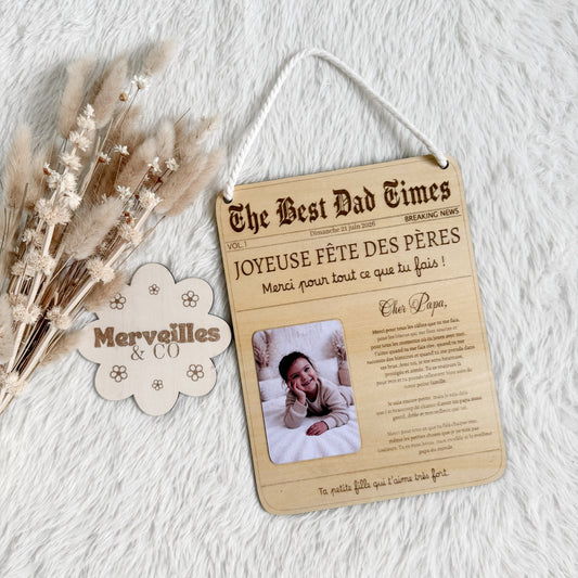 Plaque en bois style journal