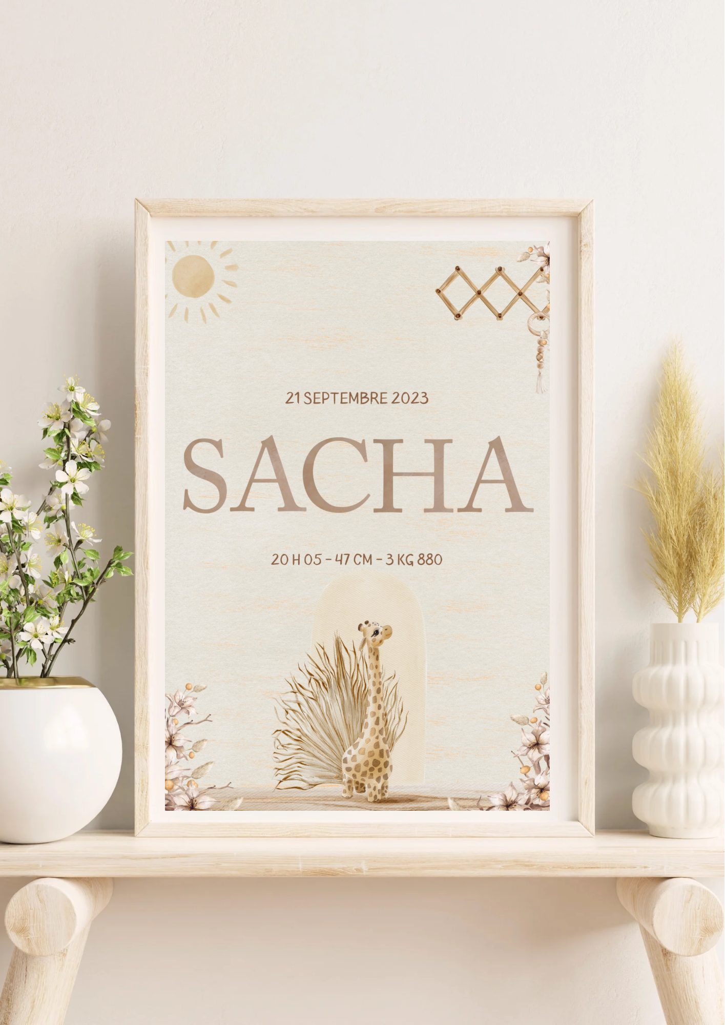 Affiche Naissance Boho