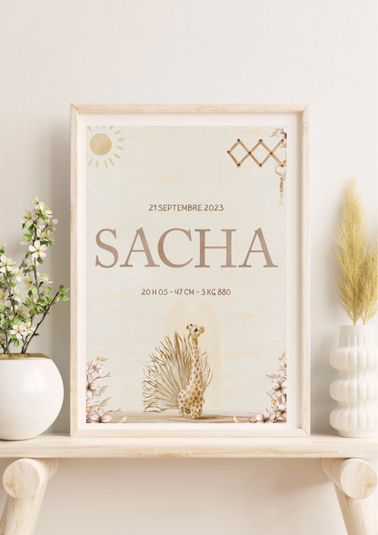 Affiche Naissance Boho