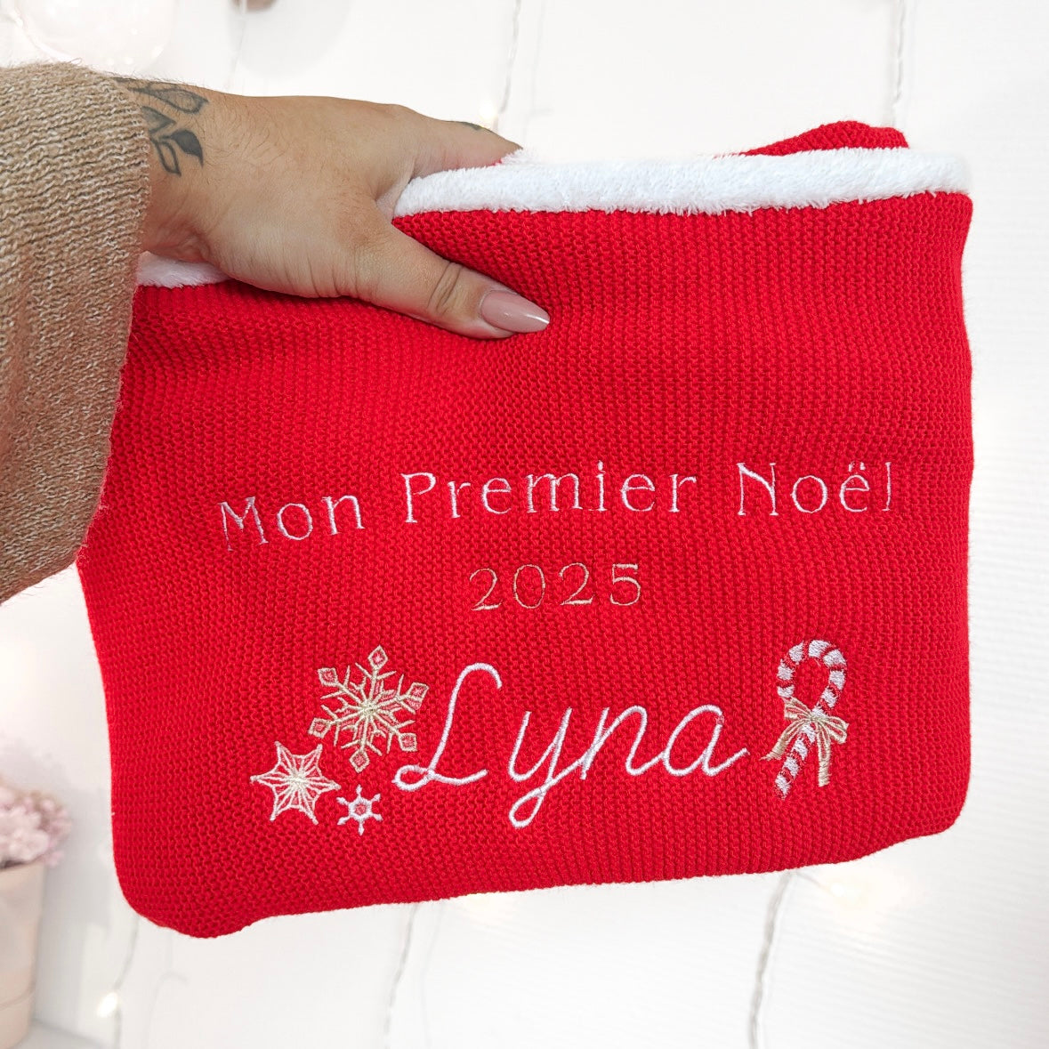 Couverture maille Noël