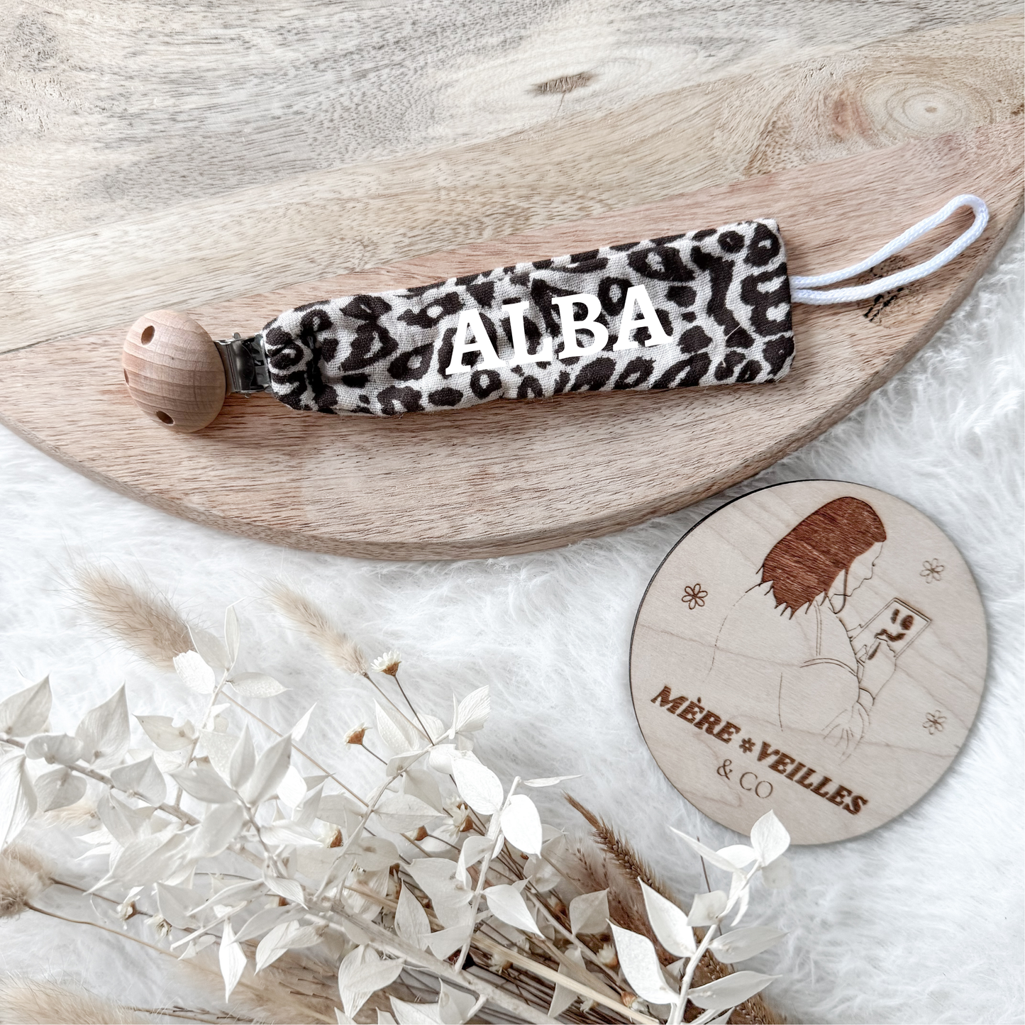 ჻ Attache tétine léopard ჻