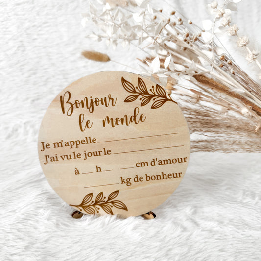 Carte de bienvenue en bois